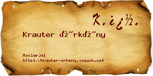 Krauter Örkény névjegykártya